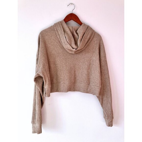 Alo Yoga Muse Cropped Hoodie Gravel Heather Size Medium - Picture 5 of 8